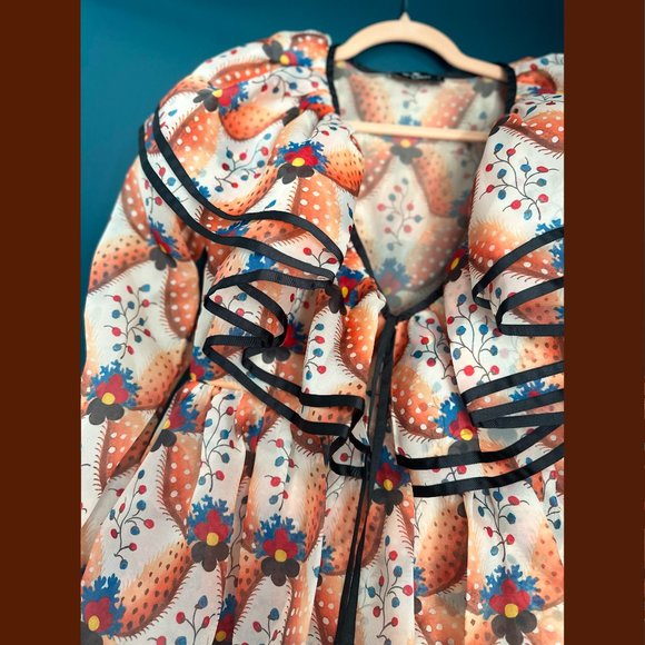 $5200 New Etro 2023 Apricot Print Ruffle Runway Mini Dress. - Picture 7 of 15